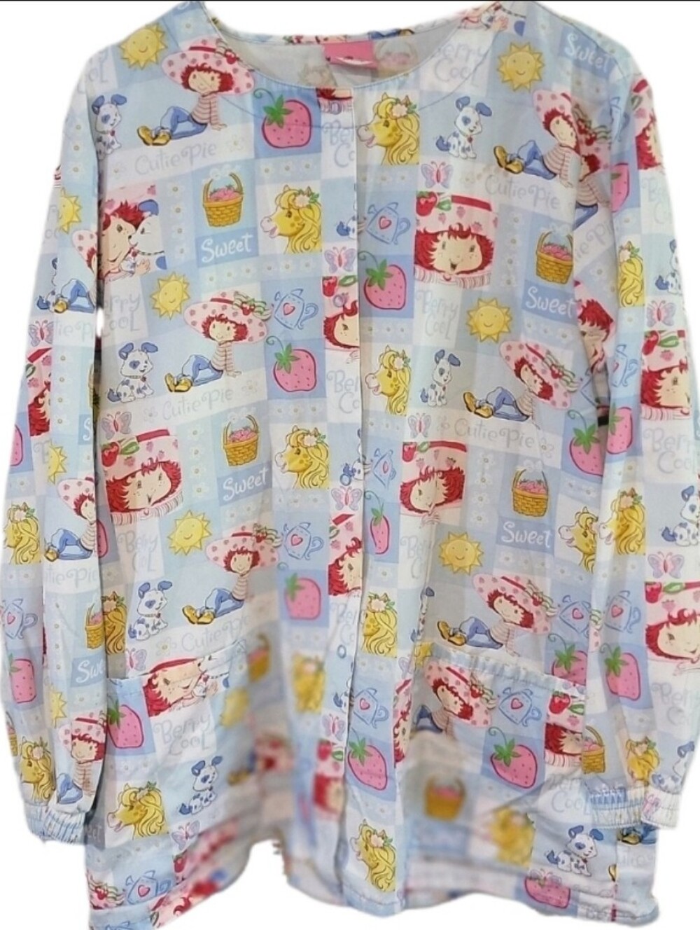 Vintage 2003 Y2k Strawberry Shortcake Scrub Top Jacket Medical Uniform Large